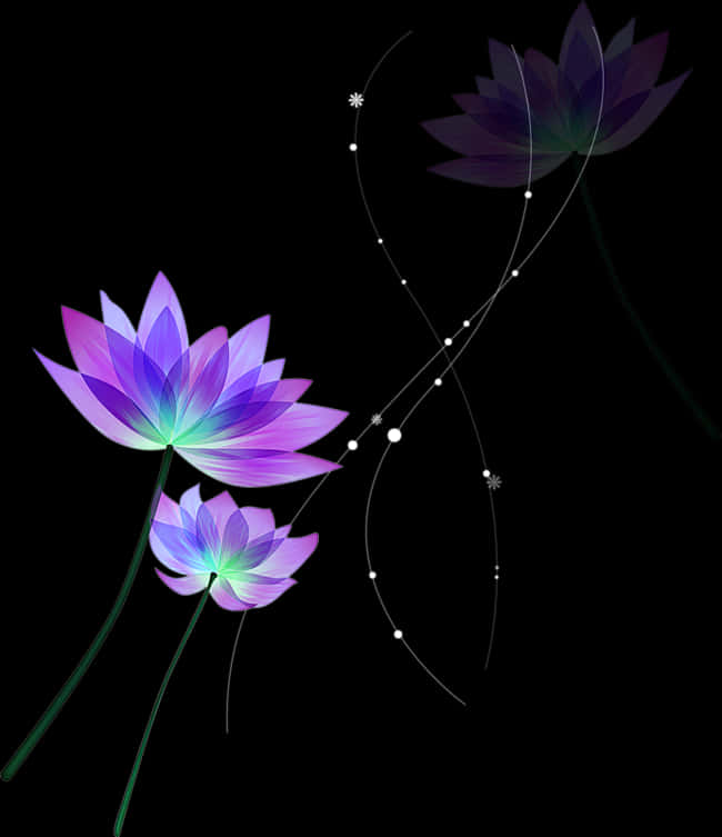 Abstract Lotus Flowers Artwork PNG