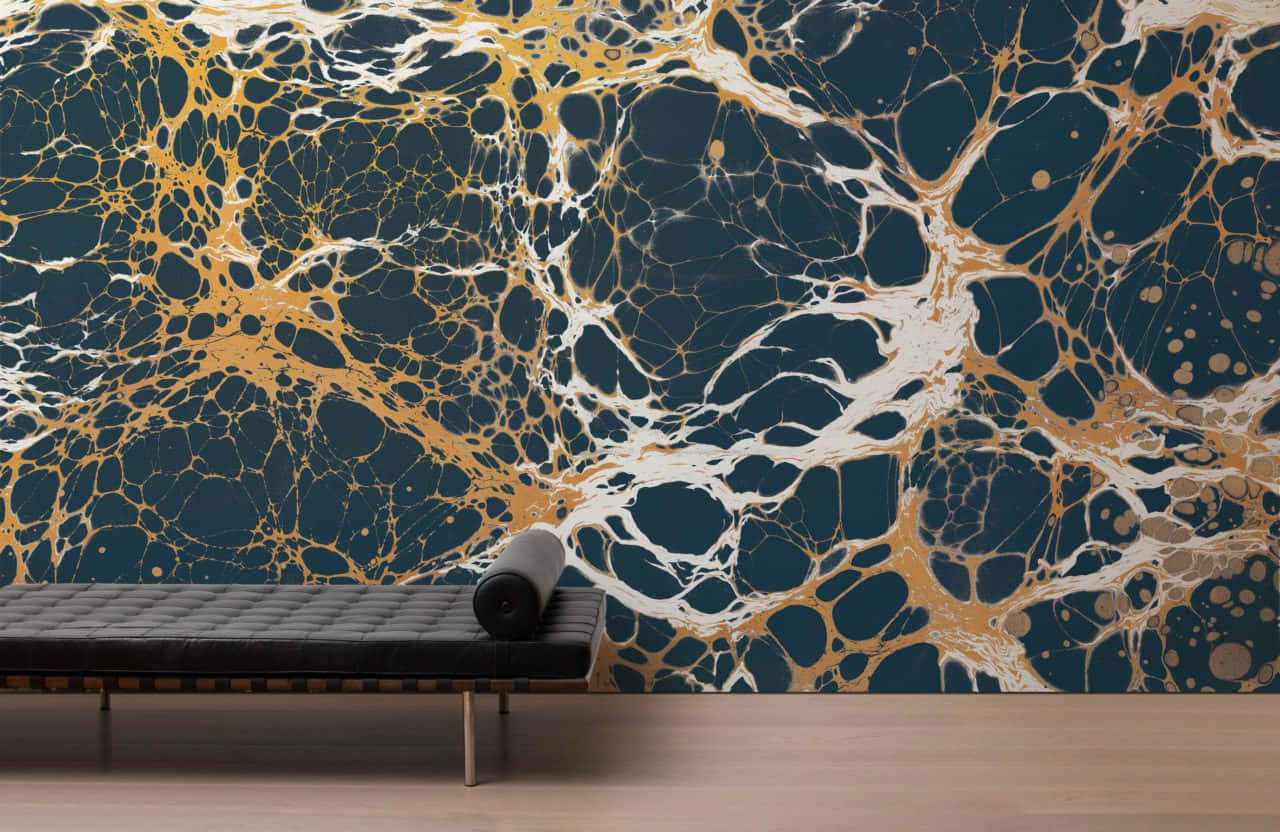 Abstract Marble Wall Artwith Modern Sofa Wallpaper