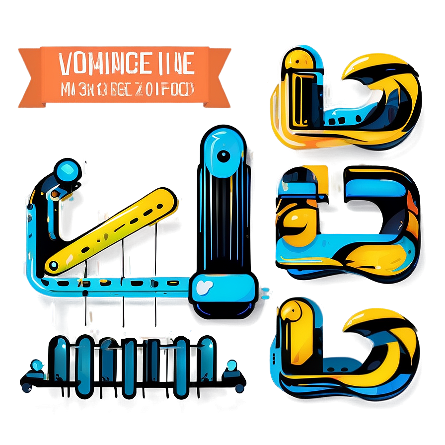 Abstract Mechanical Alphabet Design PNG