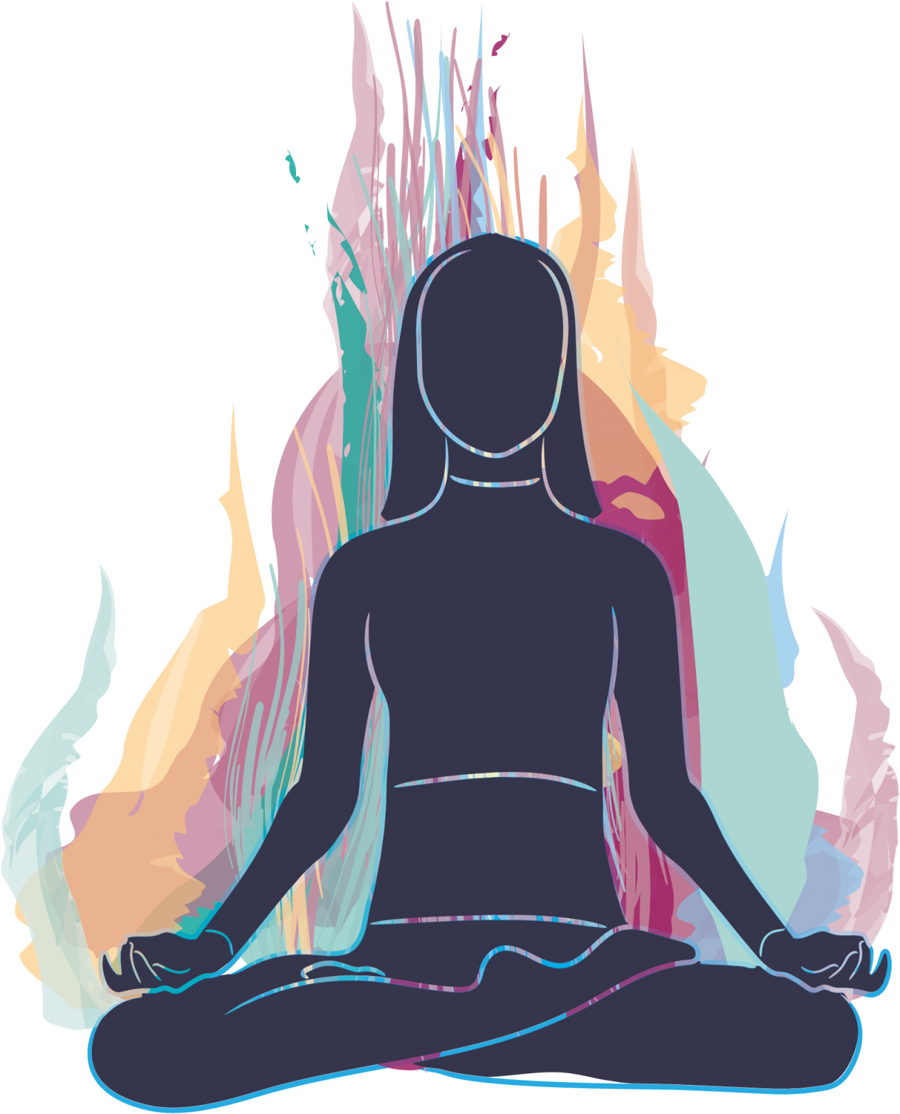 Abstract Meditation Silhouette Energy Flow PNG