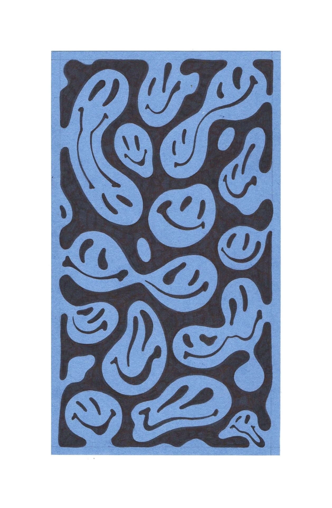 Abstract Melting Smiley Faces Pattern Wallpaper