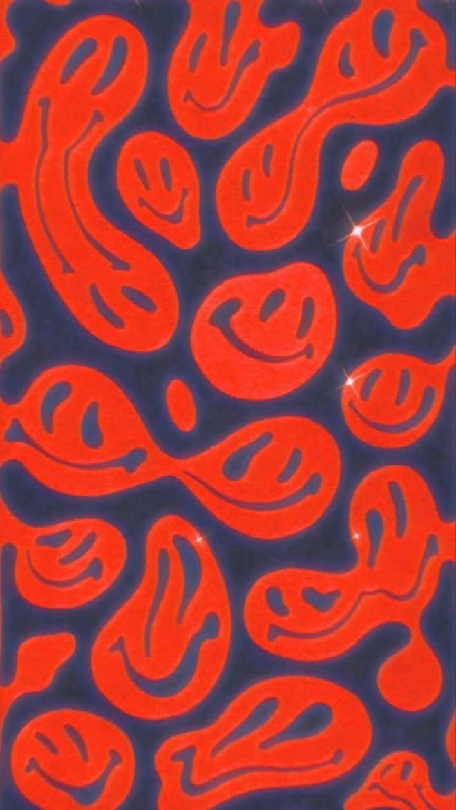 Abstract Melting Smiley Faces Pattern Wallpaper