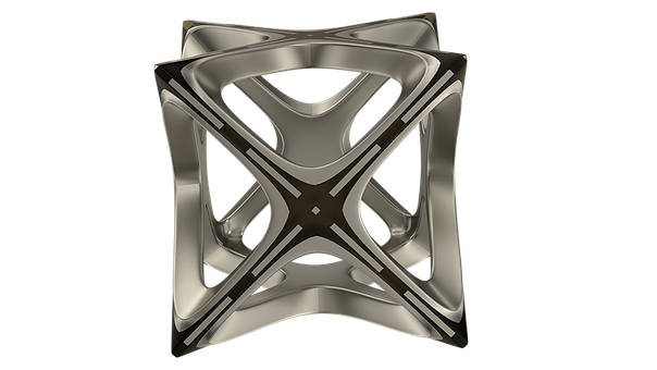 Abstract Metallic Cube Sculpture PNG