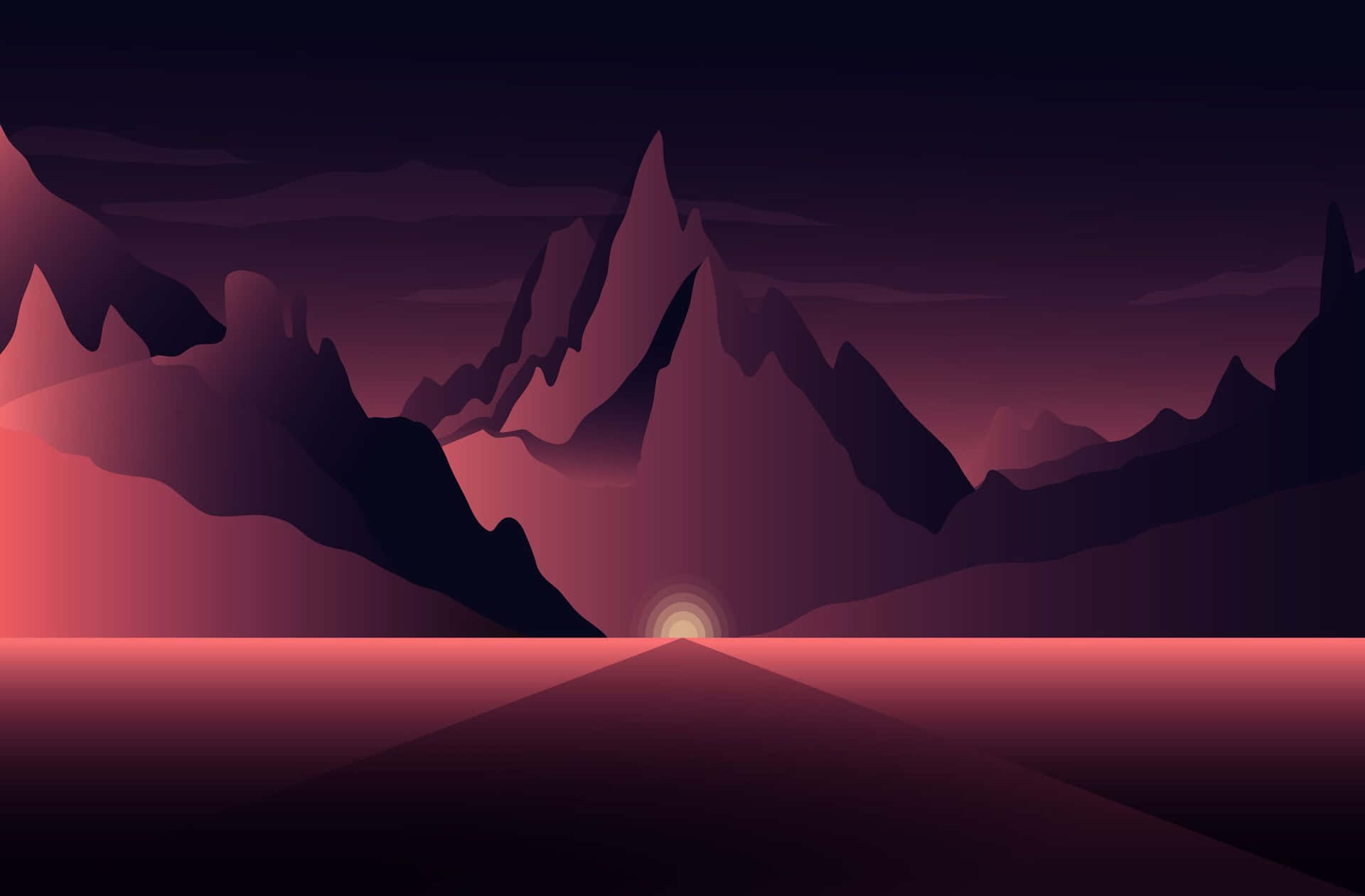 Abstract Mountain Landscape Sunset Wallpaper