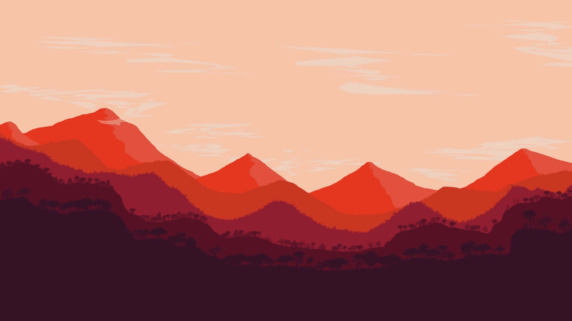 Abstract Mountain Silhouette Sunset Wallpaper