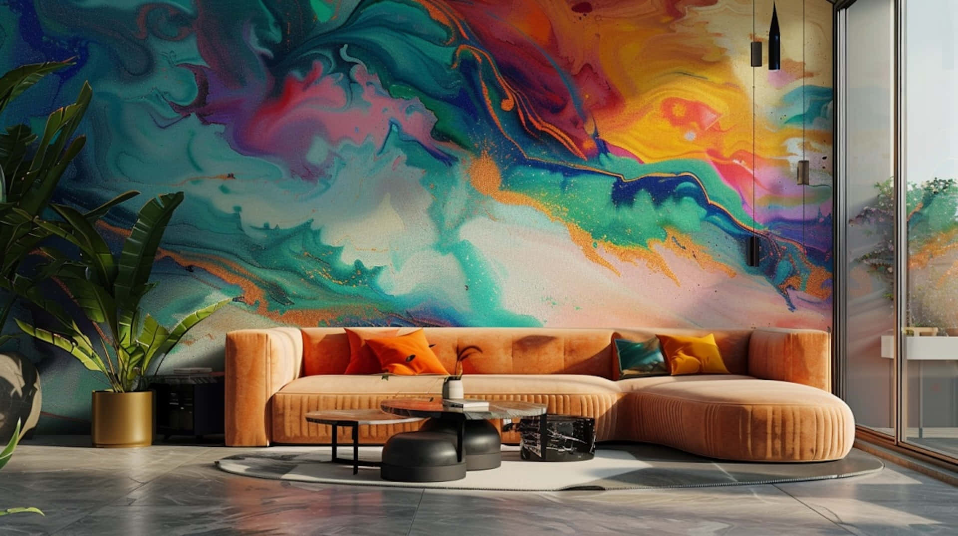 Abstract Mural Living Room Accent Wall Wallpaper