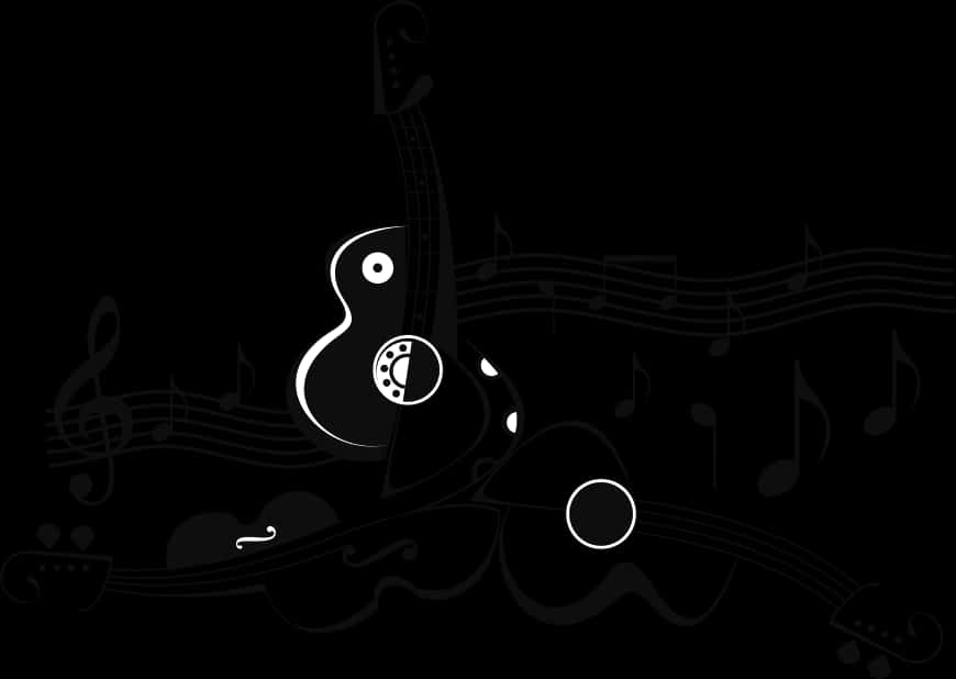 Abstract Musical Composition Black Background PNG