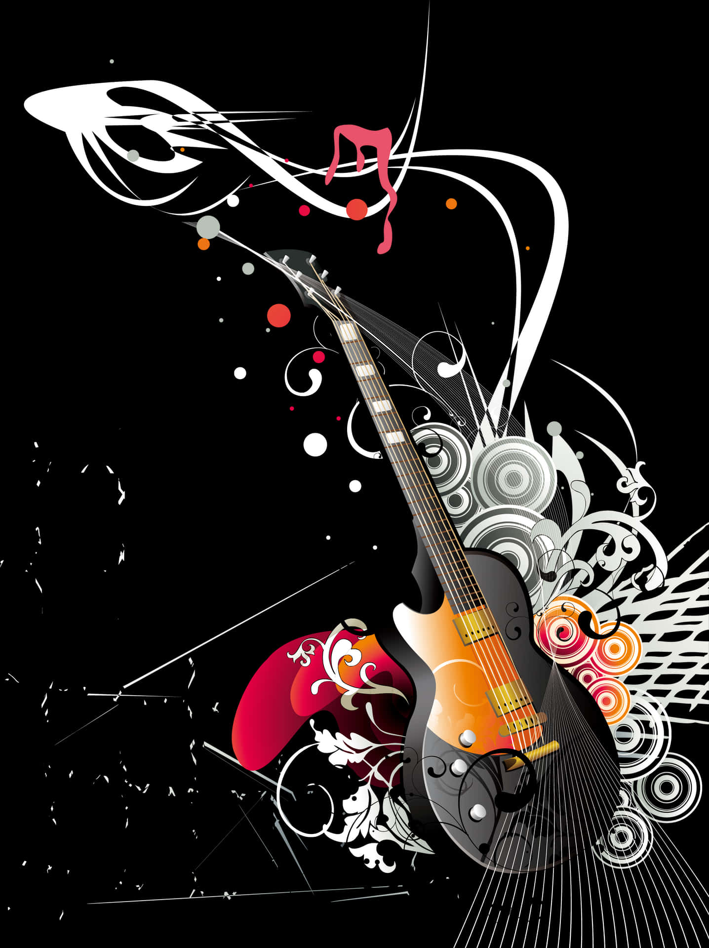 Abstract Musical Energy Guitar Art PNG