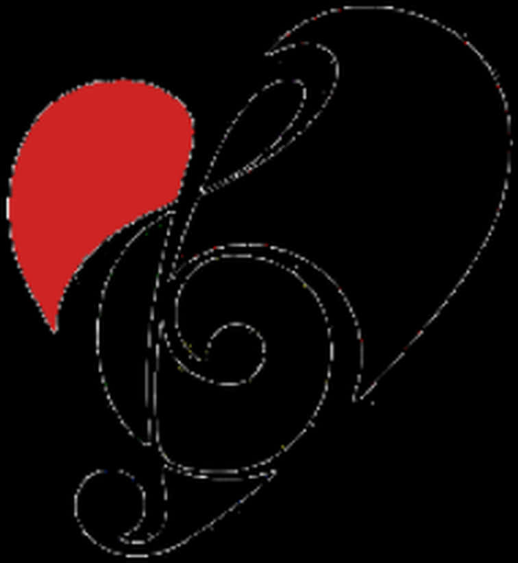 Abstract Musical Heart Design PNG