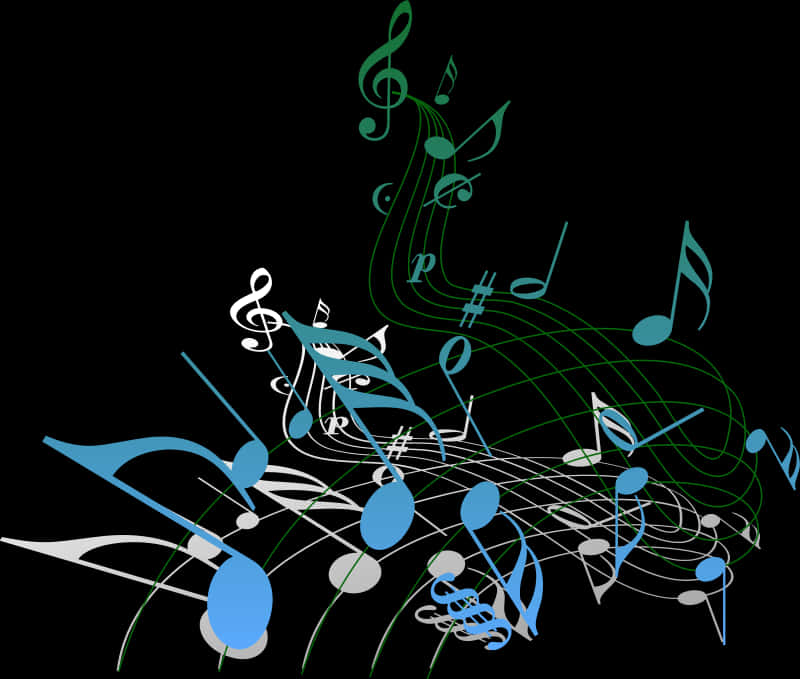 Abstract Musical Notes Design PNG