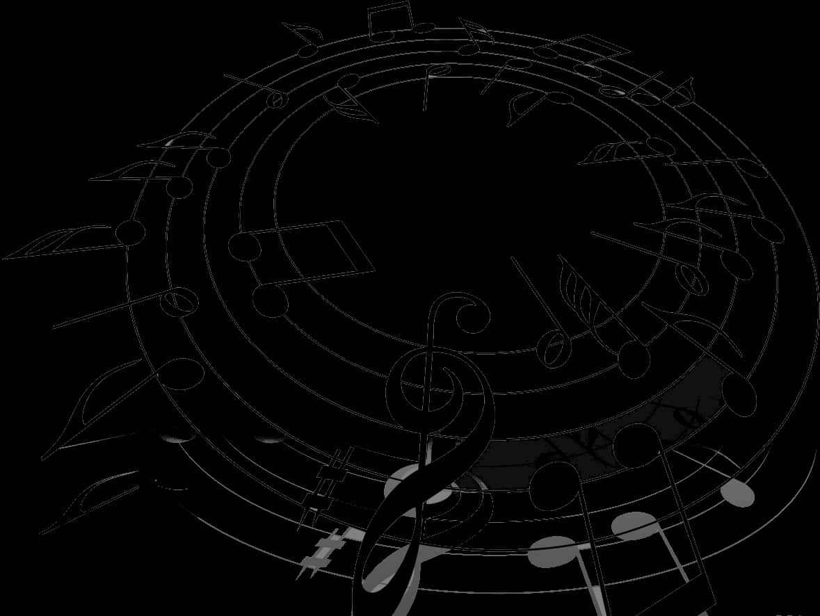 Abstract Musical Notes Spiral PNG