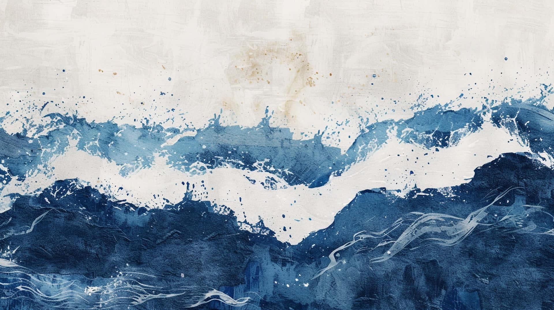 Abstract Navy White Ocean Waves Artwork Wallpaper