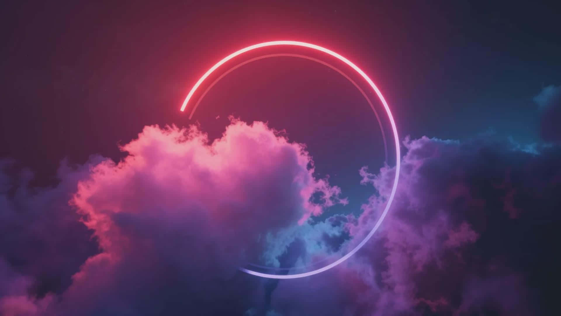 Abstract Neon Circle Clouds Wallpaper