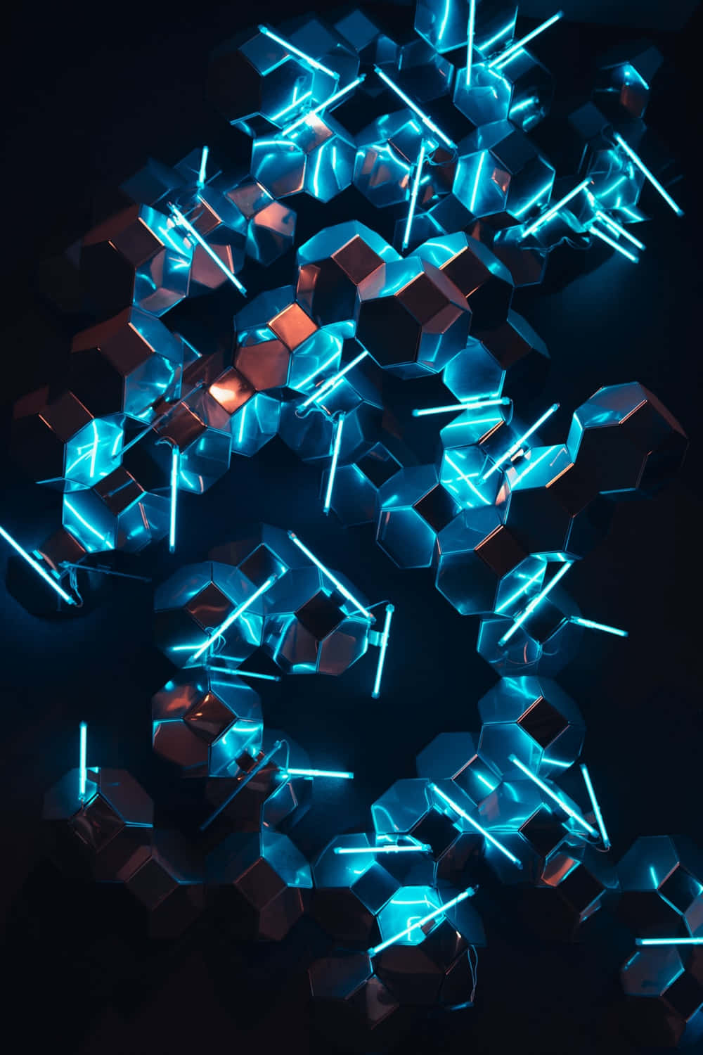 Abstract Neon Crystals Digital Art Wallpaper