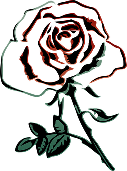 Abstract Neon Outline Rose Art PNG