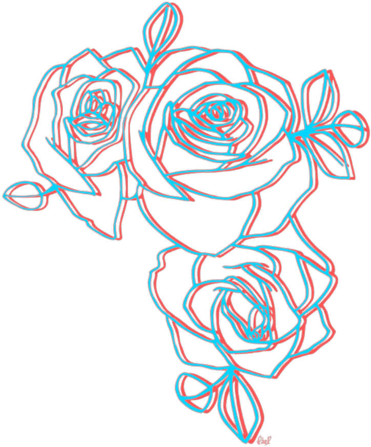 Abstract Neon Rose Sketch PNG