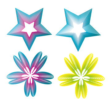 Abstract Neon Star Illustrations PNG