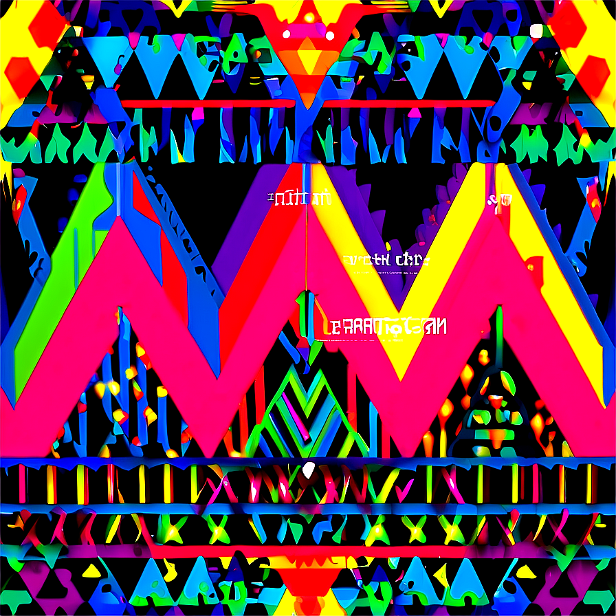 Abstract Neon Triangle Pattern PNG