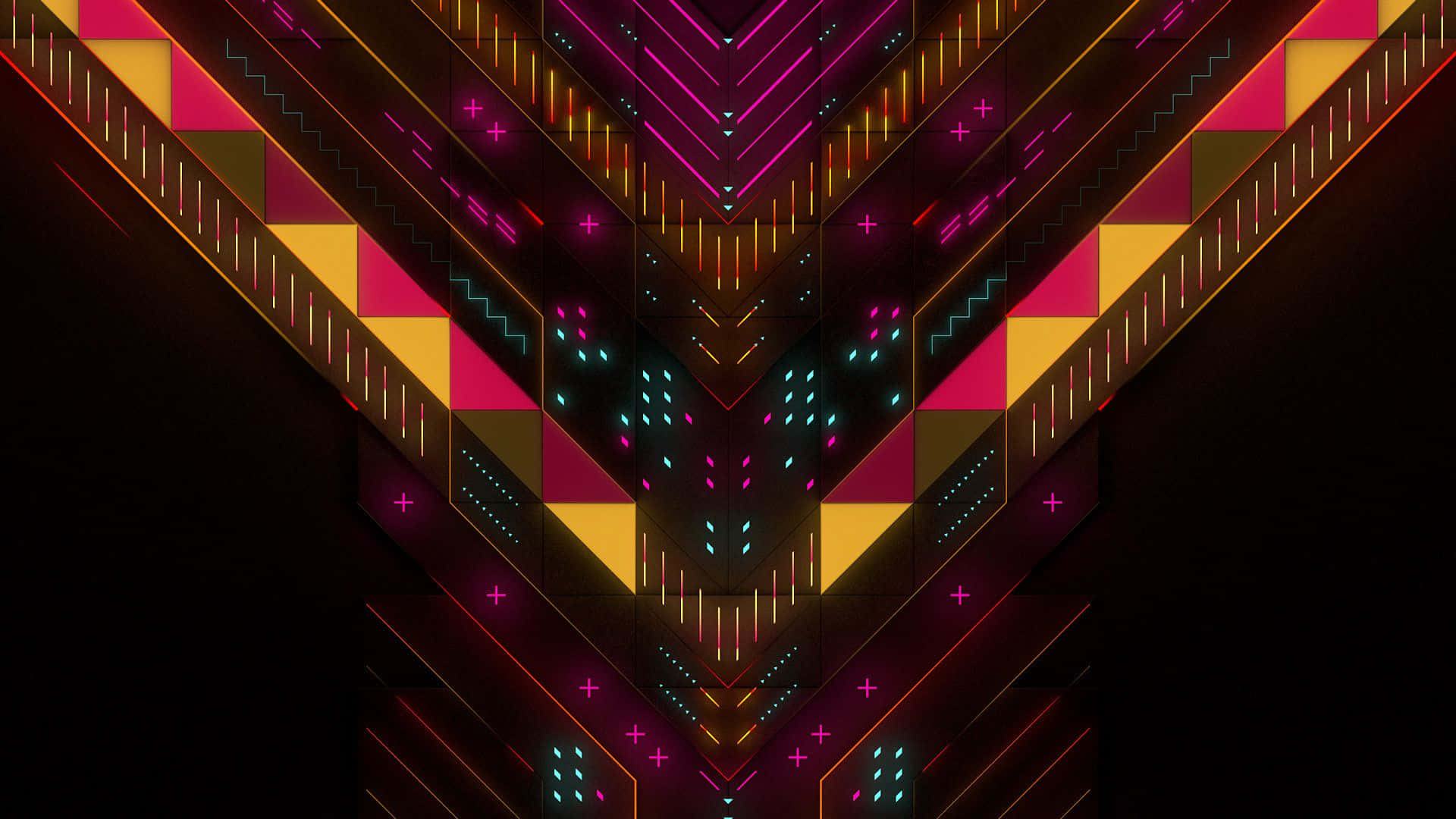 Abstract Neon Triangle Symmetry Wallpaper