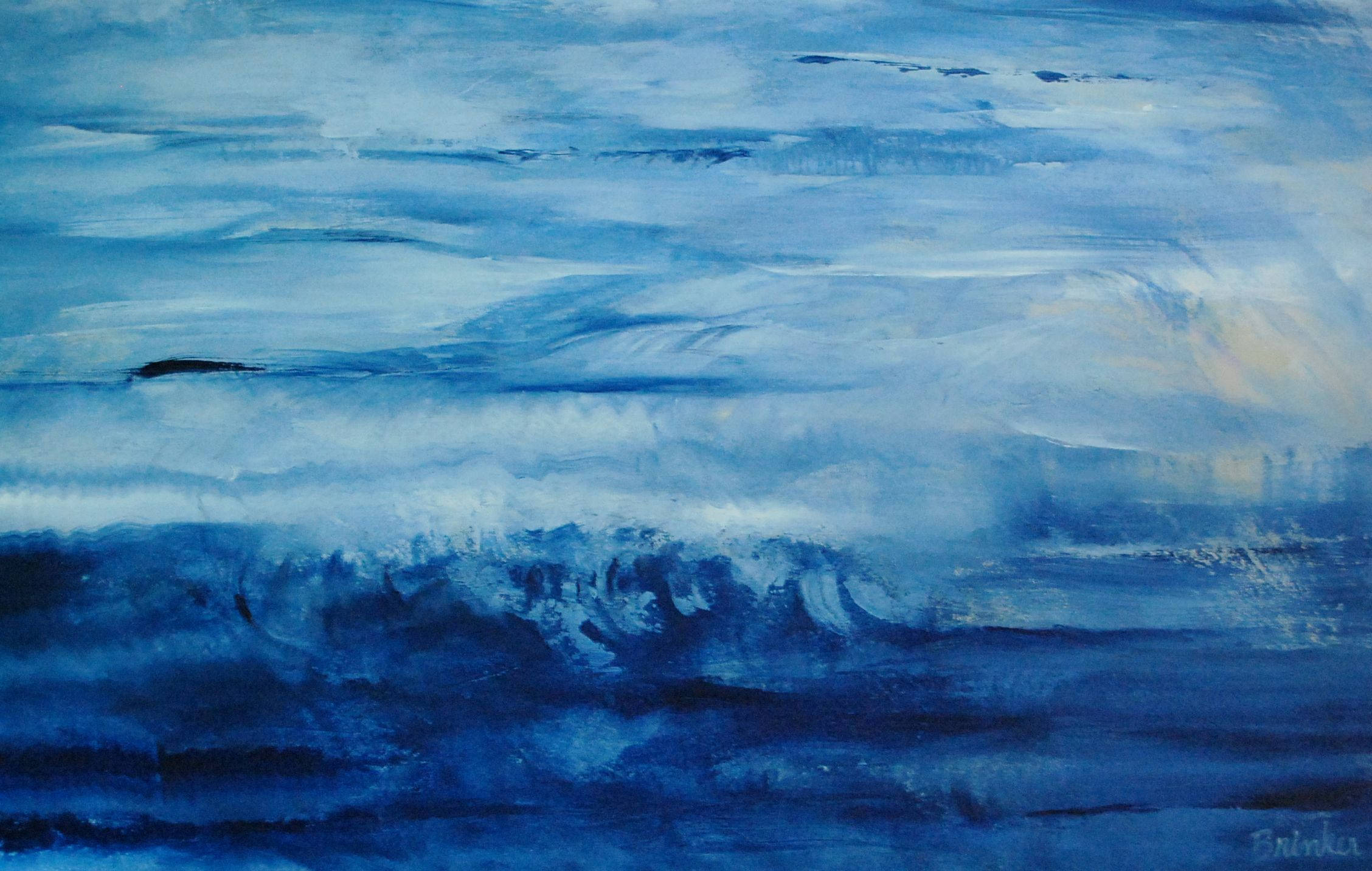 Abstract Ocean Blue Painting Picture