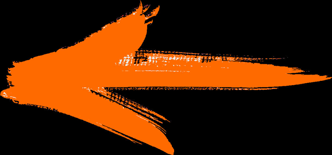 Abstract Orange Arrow Brushstroke PNG