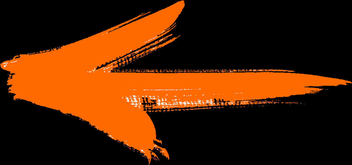 Abstract Orange Arrow Brushstroke PNG