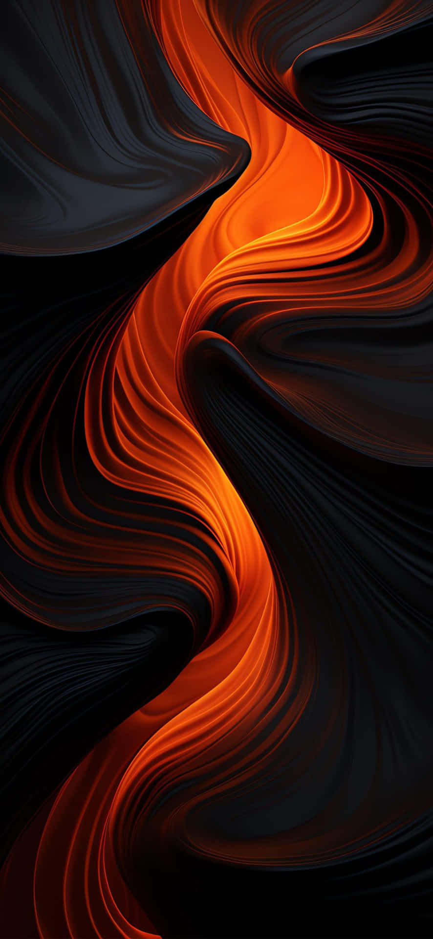 Abstract Orange Black Waves Artwork Wallpaper