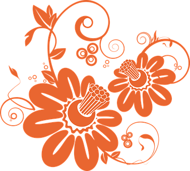 Abstract_ Orange_ Floral_ Artwork PNG