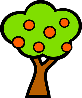 Abstract Orange Fruit Tree Illustration PNG