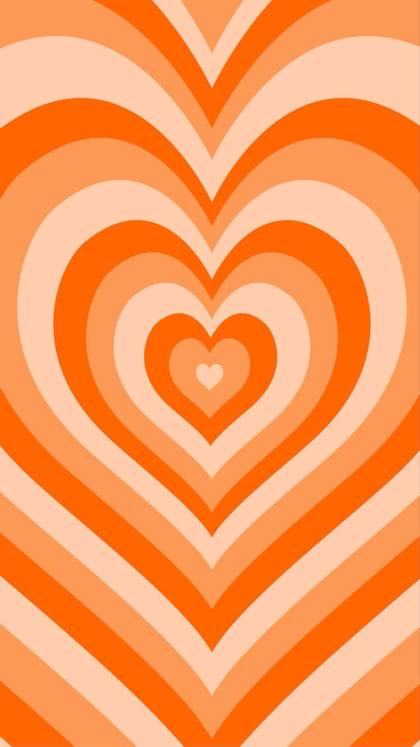 Abstract Orange Heart Pattern Wallpaper