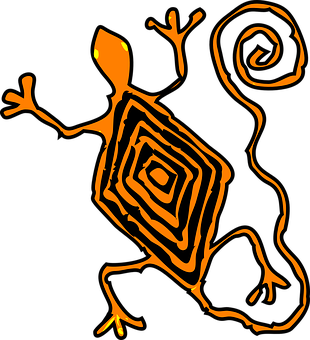 Abstract Orange Lizard Art PNG