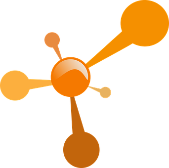 Abstract Orange Molecule Illustration PNG