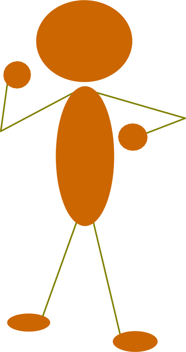 Abstract Orange Stick Figure Thinking PNG