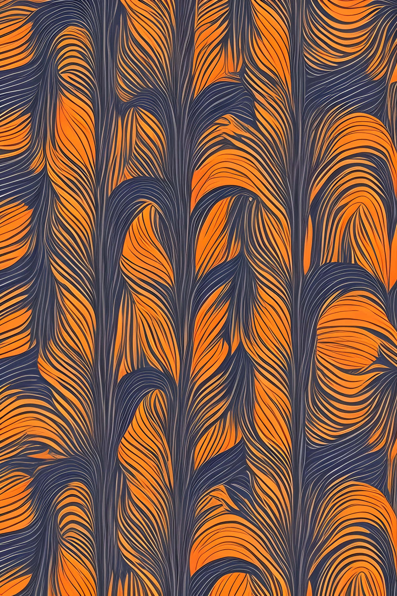 Abstract Orangeand Blue Pattern Wallpaper