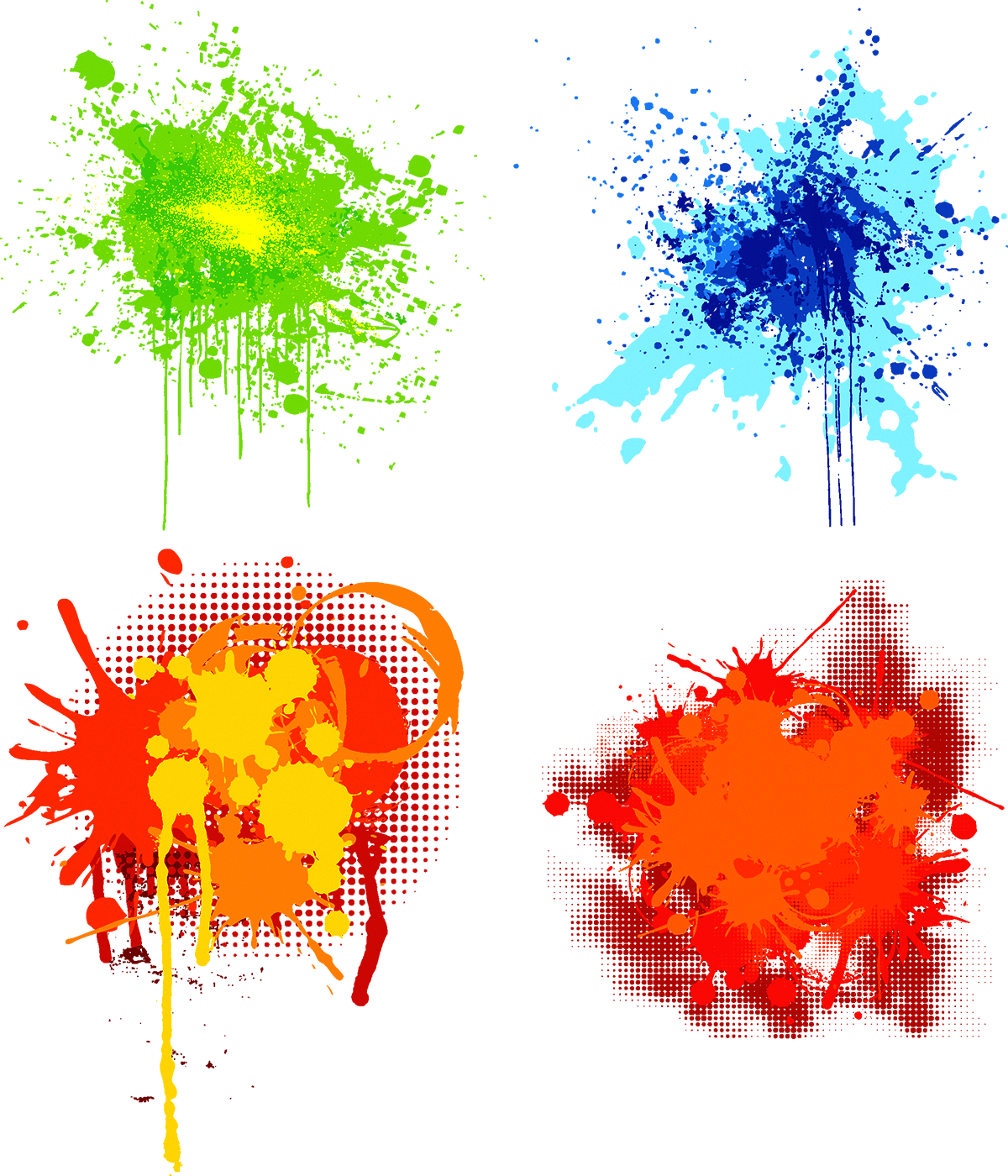 Abstract Paint Splatter Effects PNG