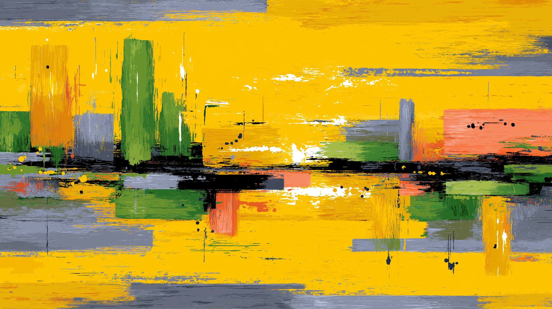 Abstract Painting With Bold Strokes And Geometric Shapes Wallpaper