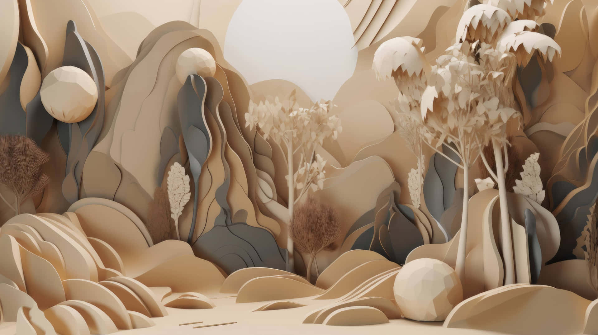 Abstract Paper Landscape Art Wallpaper