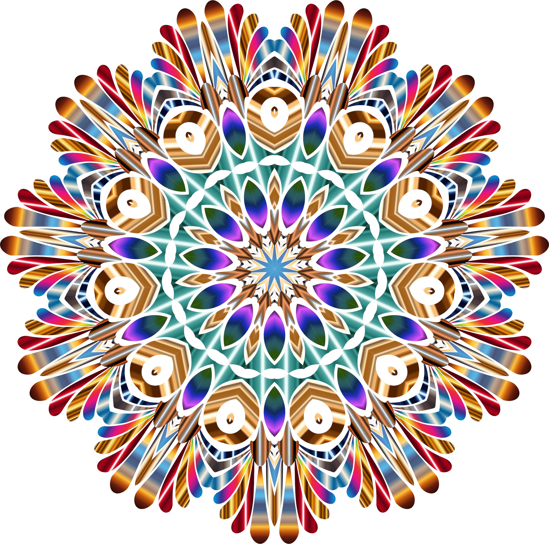 Abstract Peacock Feather Mandala PNG
