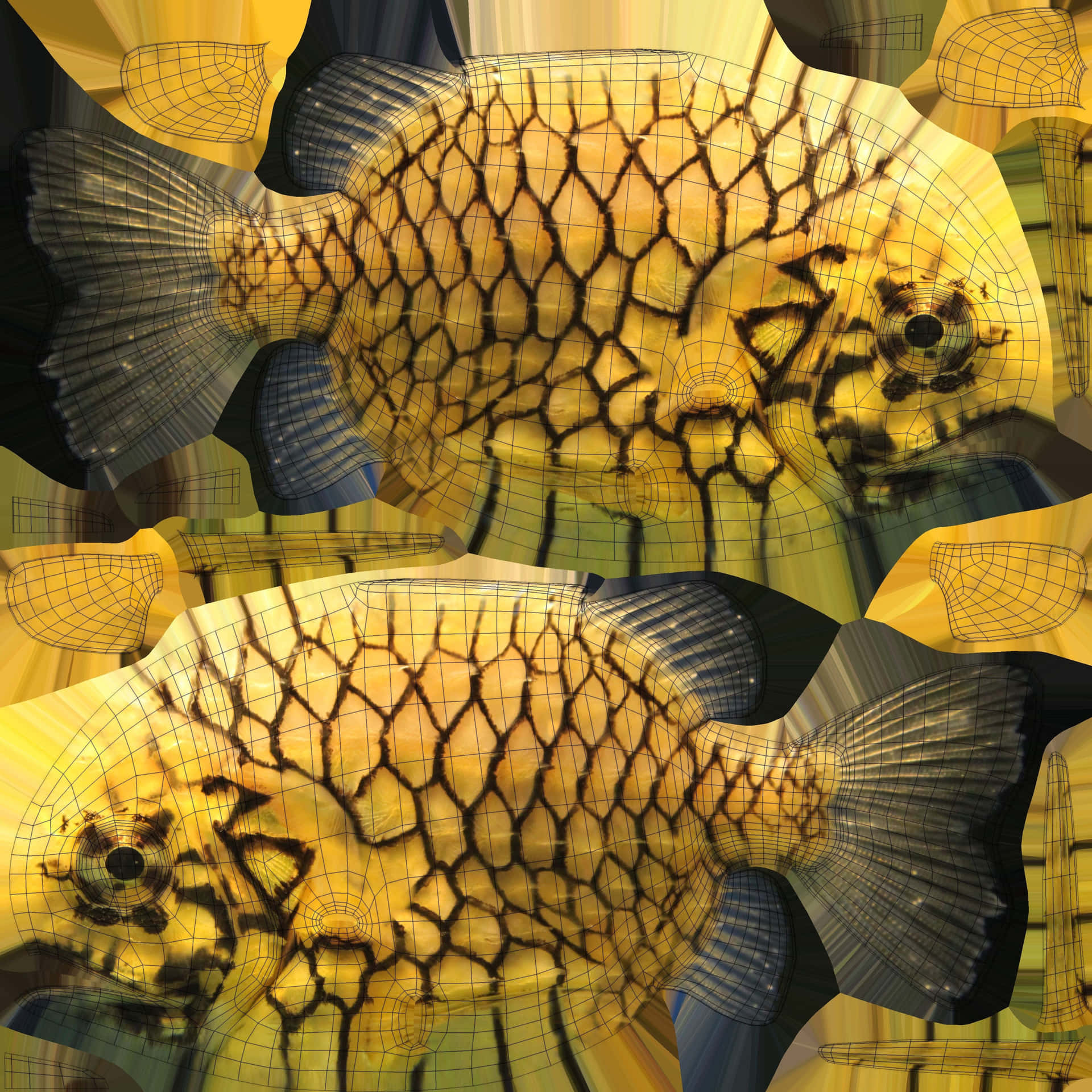 Abstract Pineapple Fish Pattern Wallpaper