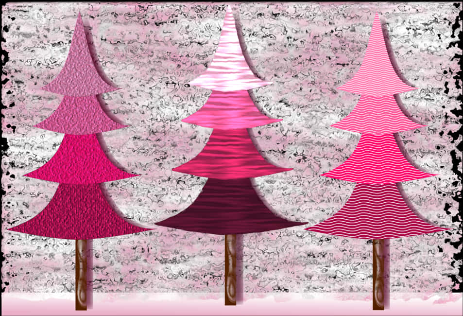 Abstract Pink Christmas Trees Artwork PNG