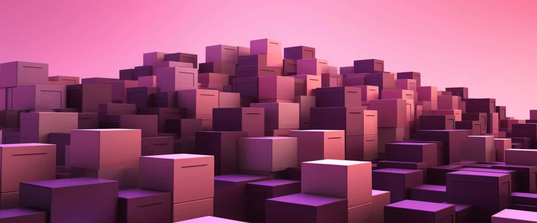 Abstract Pink Cubes Landscape Wallpaper