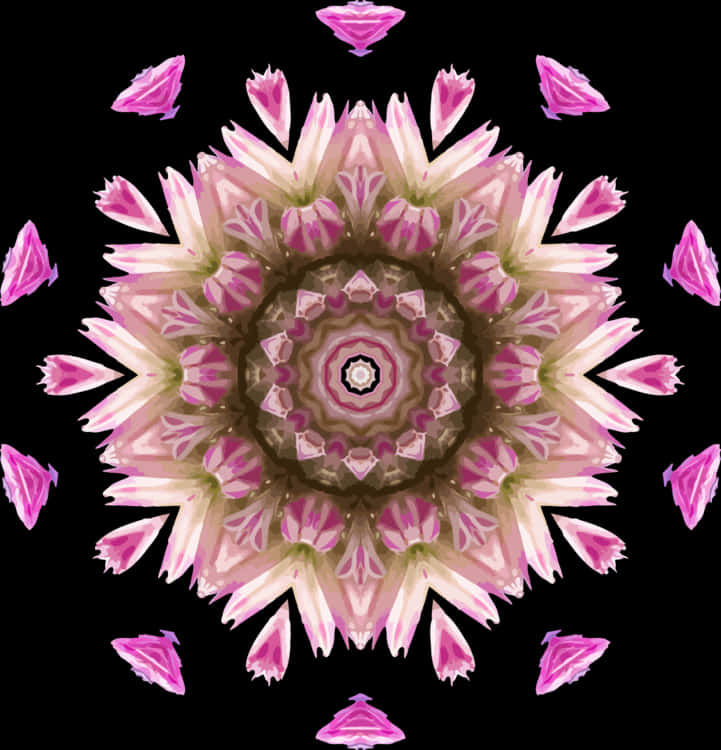 Abstract Pink Floral Kaleidoscope Pattern PNG