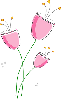 Abstract Pink Flowers Artwork PNG