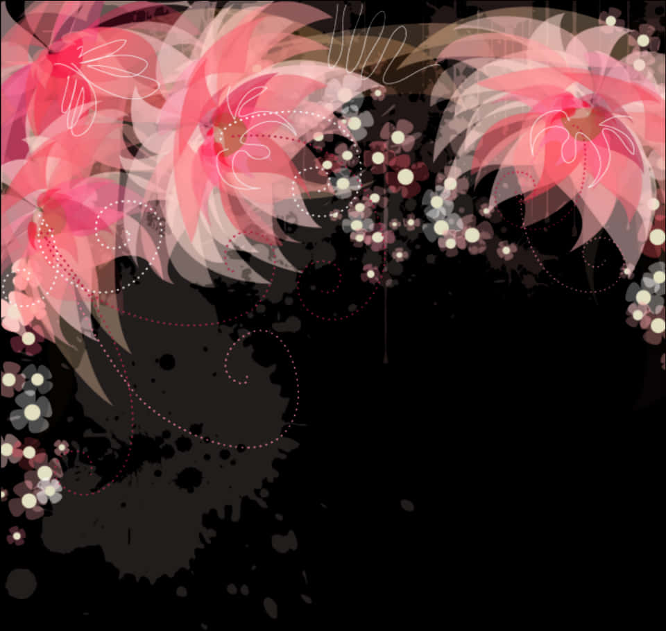 Abstract Pink Flowers Artwork PNG