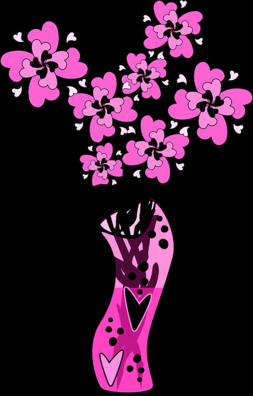 Abstract Pink Flowersin Vase PNG