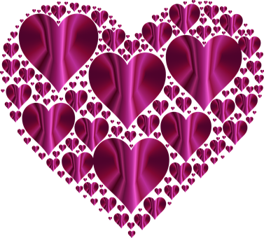 Abstract Pink Hearts Collage PNG