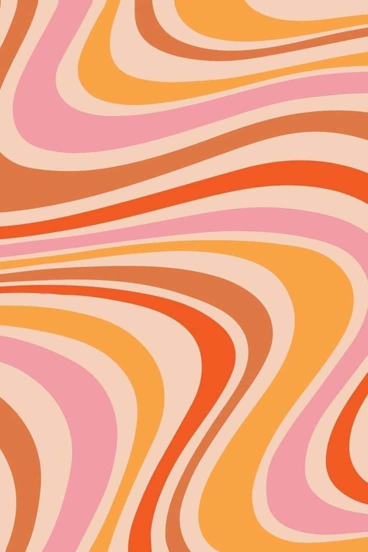 Abstract Pink Orange Waves Wallpaper