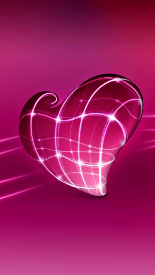Abstract Pink3 D Heart Lights Wallpaper