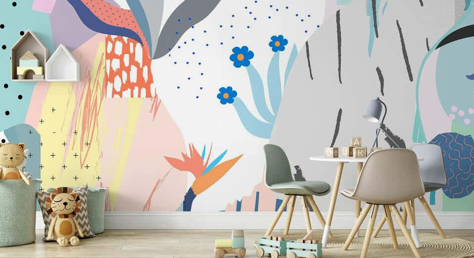 Abstract Playroom Wall Mural Wallpaper