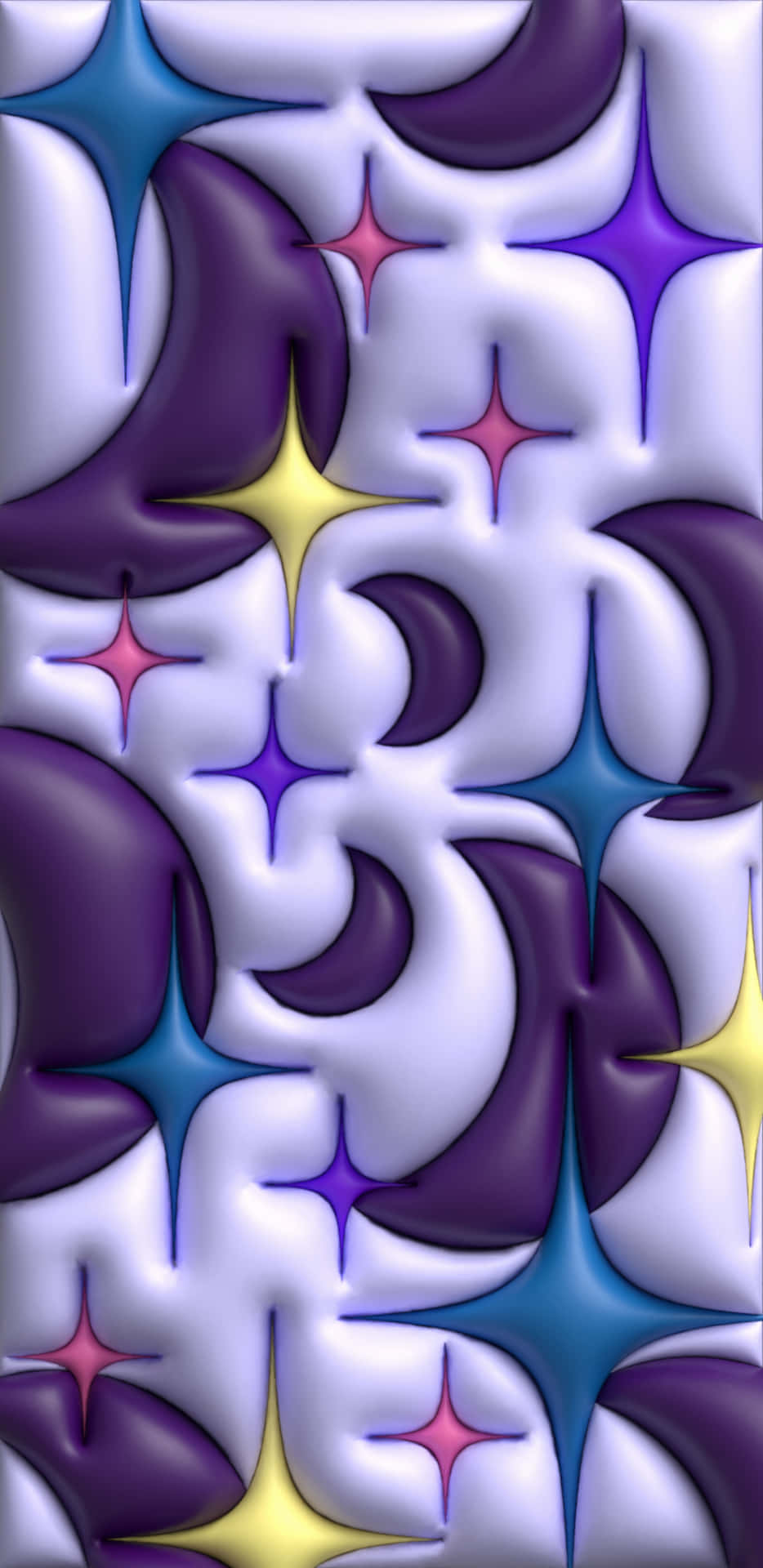 Abstract Puffy Starsand Swirls Pattern Wallpaper
